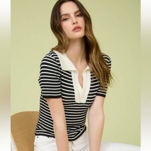 Elegant Black and White Striped Blouse